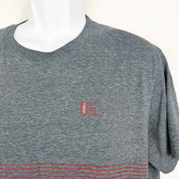 Vans Gray Short Sleeve Tee Shirt Men's Large Stripe Detail Graphic - Picture 5 of 7